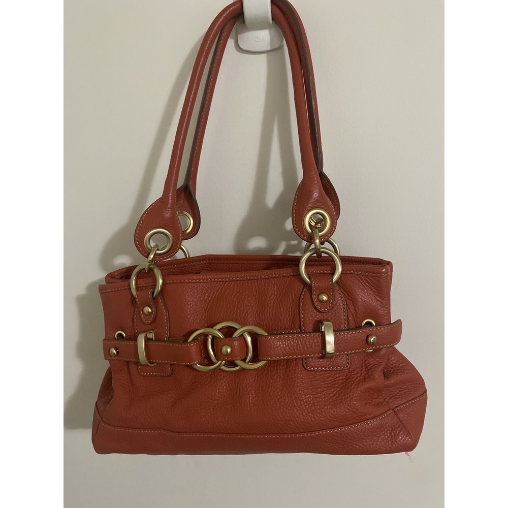 Wilsons Leather Burnt Orange Pebbled Leather Shoulder Bag 34192-85 Medium